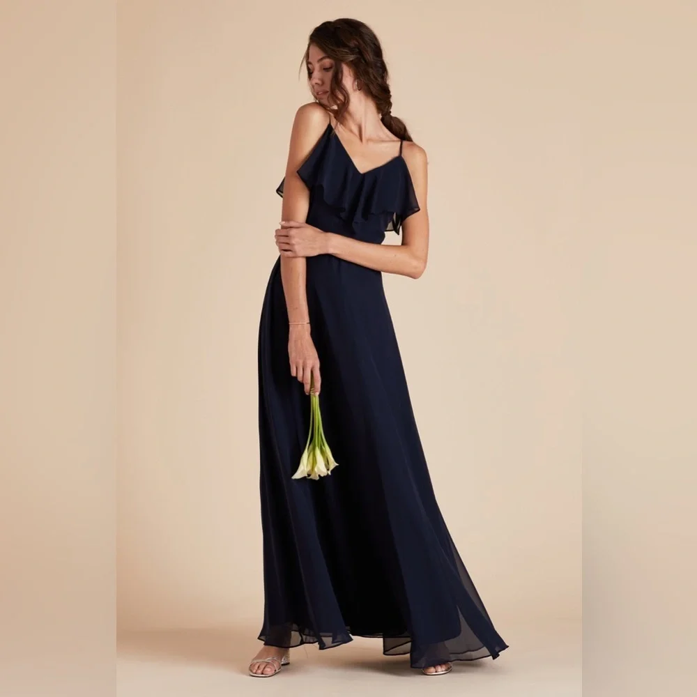 BIRDY GREY Jane Dress Chiffon Navy Medium Bridesmaid Bridal Wedding Formal Gown